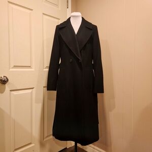 Black wool blend wrap coat | designed in Canada